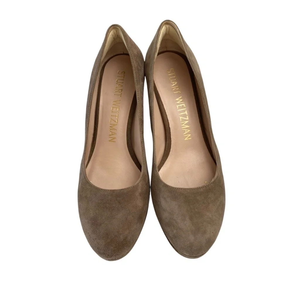 STUART WEITZMAN Larsa Suede Pumps in Toupe Size 8